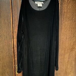 Vintage Elegant Black Velvet Long Sleeve Dress